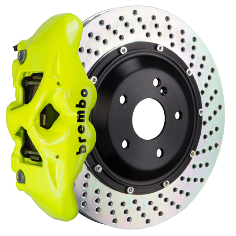 Brembo 11-18 Cayenne/S/GTS Rear GT BBK 4 Piston Cast 380x28 2pc Rotor Drilled- Fluo. Yellow 2S1.9005A7 2S1.9005A7 Photo - Primary
