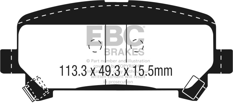 EBC 15+ Chevrolet Colorado 2.5 Ultimax2 Rear Brake Pads UD1806 UD1806 Photo - Primary