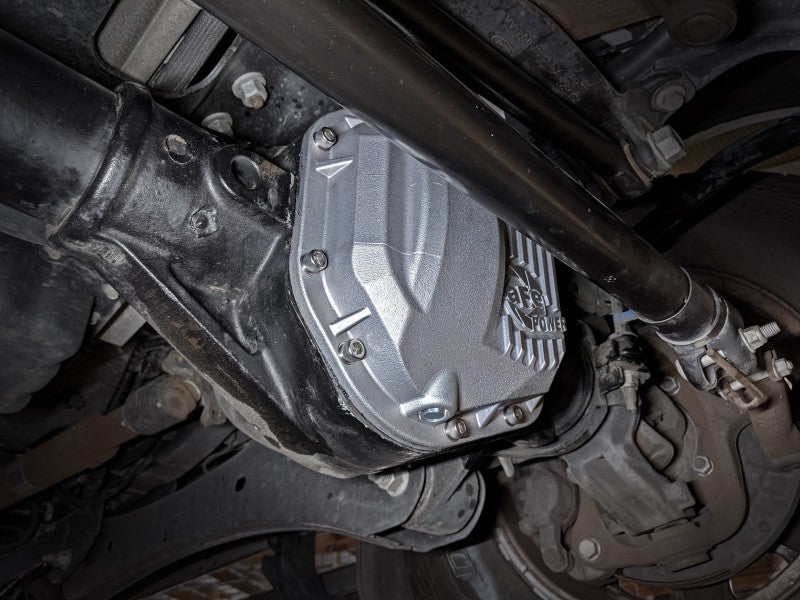 aFe Street Series Front Differential Cover Raw w/ Machined Fins : Ford F-2 46-70080 Photo - Mounted