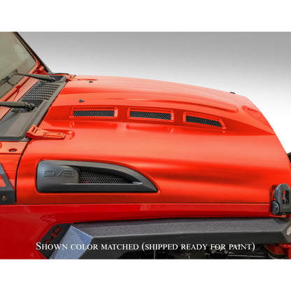 DV8 Offroad 18+ Jeep JL Heat Dispersion Hood - Primer Black HDMBJL-01 HDMBJL-01 Photo - Mounted