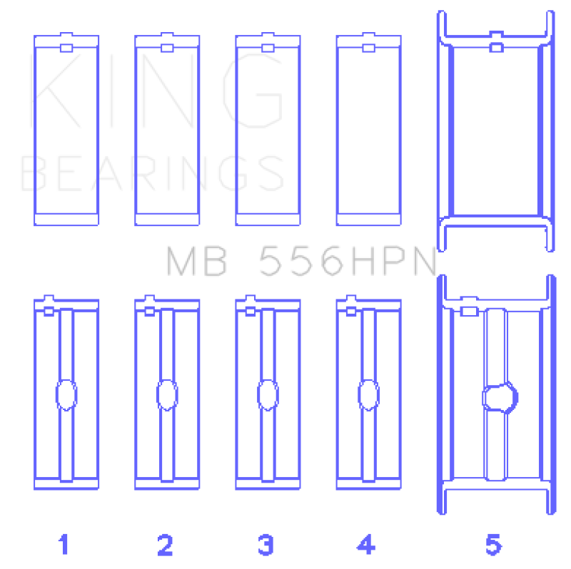 King Engine Bearings King Chevrolet 396-502 Gen IV/V/VI Main Bearing Set MB556HPN MB556HPN Photo - Primary