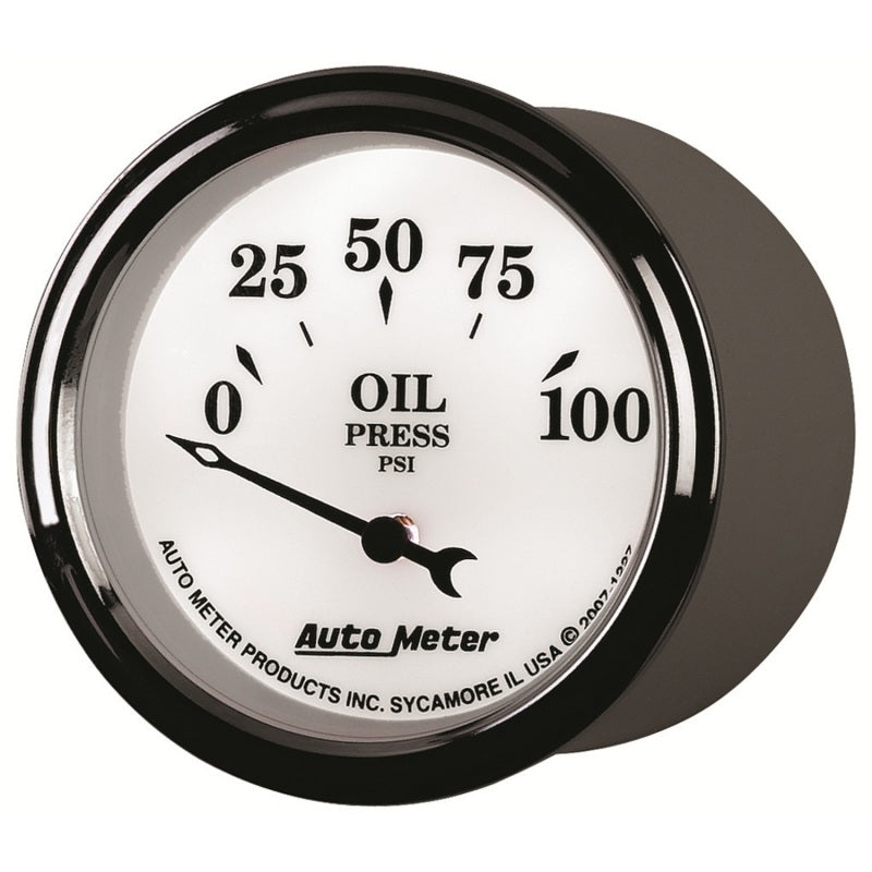 AutoMeter Gauge Oil Press 2-1/16in. 100PSI Elec Old Tyme White II 1227 1227 User 3
