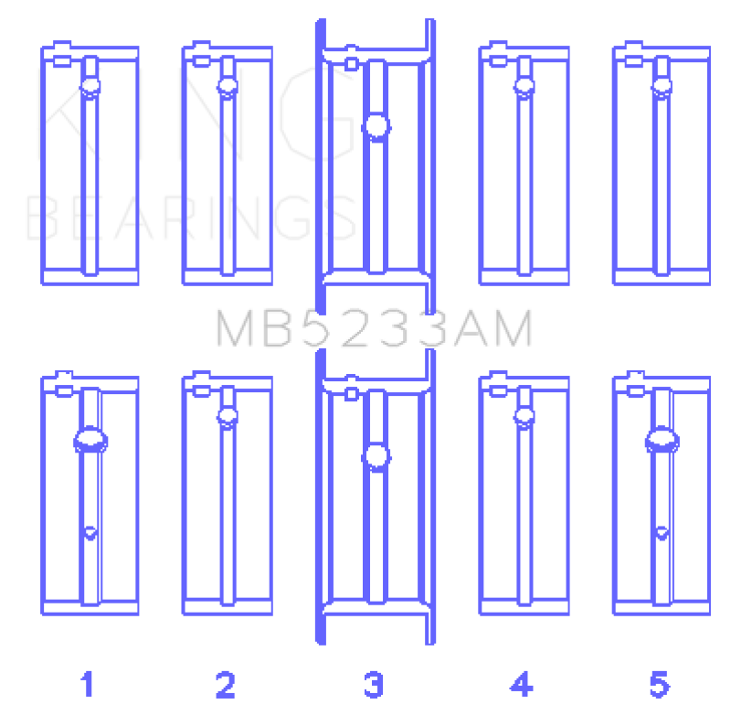 King Engine Bearings Nissan L20B/Z20/Z22/Z24 (Size +0.25mm) Main Bearing Set MB5233AM0.25 MB5233AM0.25 Photo - Primary