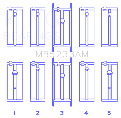 King Engine Bearings Nissan L20B/Z20/Z22/Z24 (Size +0.75mm) Main Bearing Set MB5233AM0.75 MB5233AM0.75 Photo - Primary