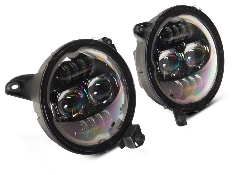 Raxiom 18-23 Jeep Wrangler JL Axial Series 9-In Angel Eye LED Headlights- Blk Housing (Clear Lens) J177416 J177416 Photo - Close Up