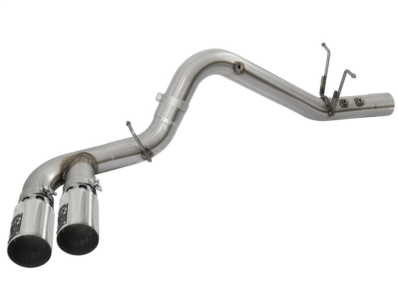 aFe Rebel XD Series 4in 409 Stainless Steel DPF-Back Exhaust w/Dual Polish 49-44089-P Photo - Unmounted