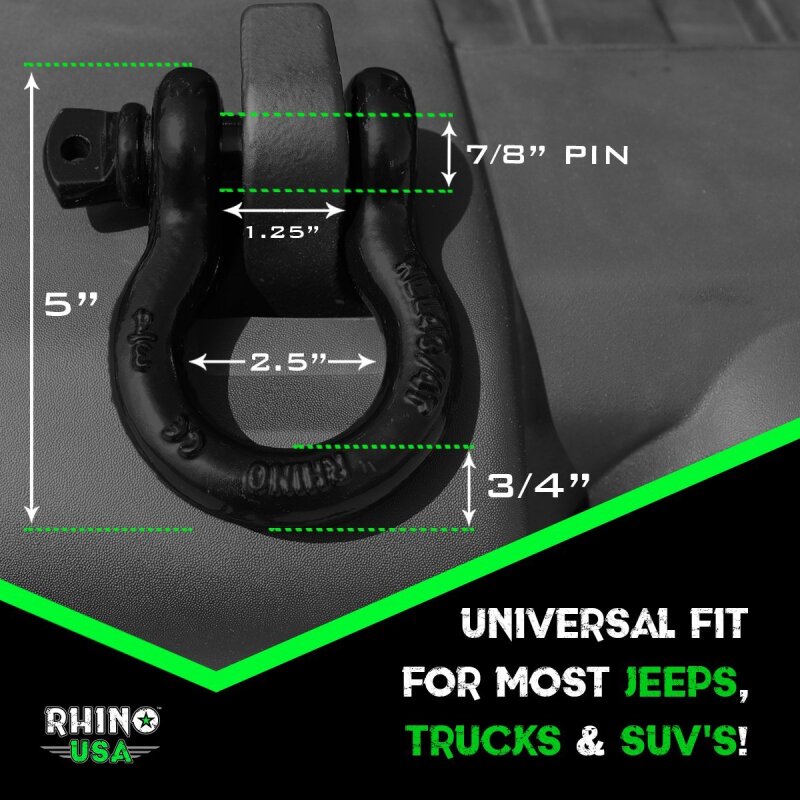 Rhino USA 20Ft Tow Strap/Shackles Combo RNO-SHACKSTRAP20 RNO-SHACKSTRAP20 User 5