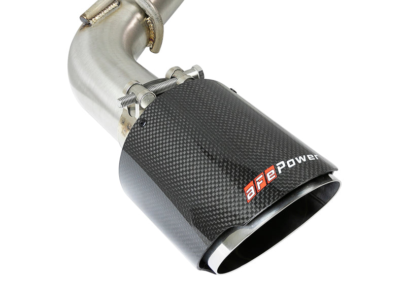 aFe Takeda 2.5in 304 SS Cat-Back Exhaust System w/ Carbon Fiber Tips 16-18 Infiniti Q50 V6-3.0L (tt) 49-36132NM-C 49-36132NM-C Photo - Unmounted