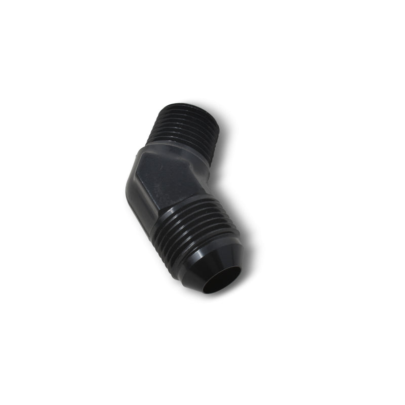 Russell -6 AN 45° Flare to Pipe Adapter (Black Finish) 660953 Photo - out of package
