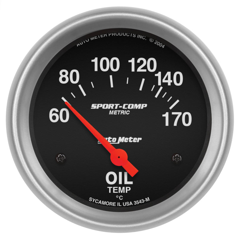 Autometer Gauge, Oil Temp, 2 5/8", 60-170 Deg. F, Electric, Sport-Comp 3543-M Photo - Primary
