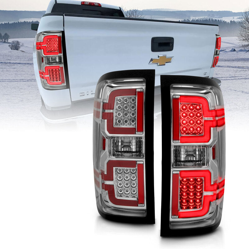 ANZO 2014-2018 Chevy Silverado 1500 LED Taillights Chrome 311291 311291 Photo - lifestyle view