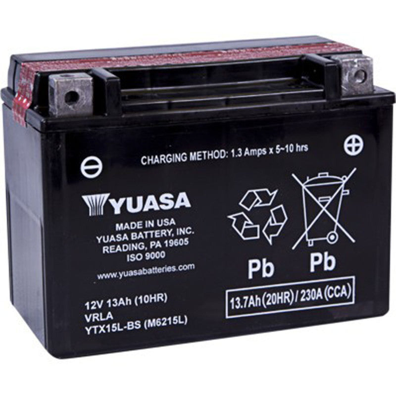 Yuasa Battery Yuasa YTX15L-BS Maintenance Free AGM 12 Volt Battery (Bottle Supplied) YUAM6215L