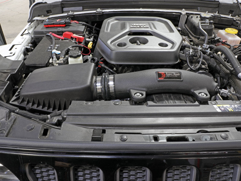 aFe Super Stock Induction System Pro Dry S Media 18-21 Jeep Wrangler JL L4-2.0L (t) 55-10010D 55-10010D Photo - Mounted