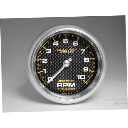 Autometer Gauge, Tachometer, 3 3/8", 10k Rpm, In-Dash, Carbon Fiber 4798 Photo - Primary
