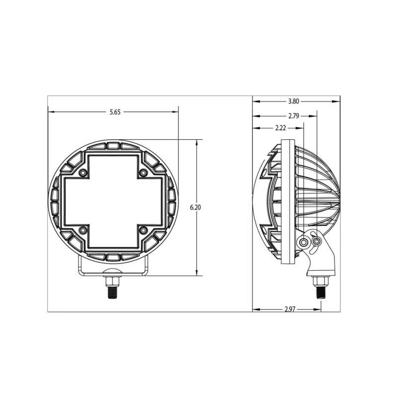 ARB Nacho 5.75in Offroad TM5 Amber White LED Light Set TM522 TM522 Technical Drawing
