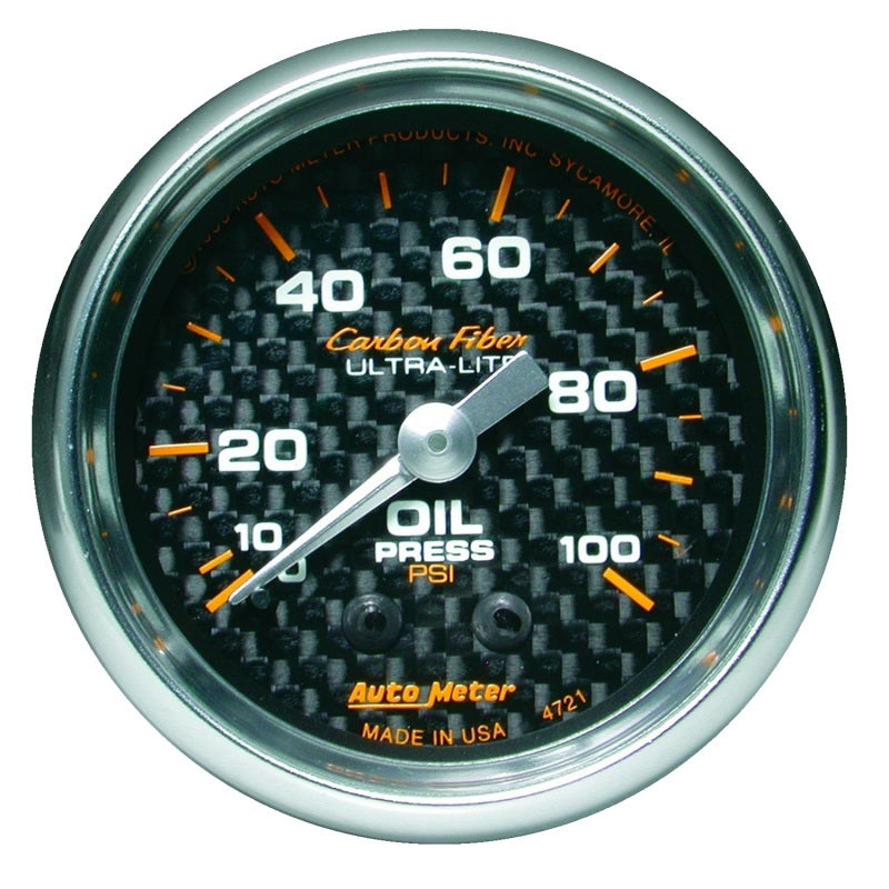Autometer 2-1/16" Oil Pressure, 0-100 Psi, Mechanical, Carbon Fiber 4721 Photo - Primary