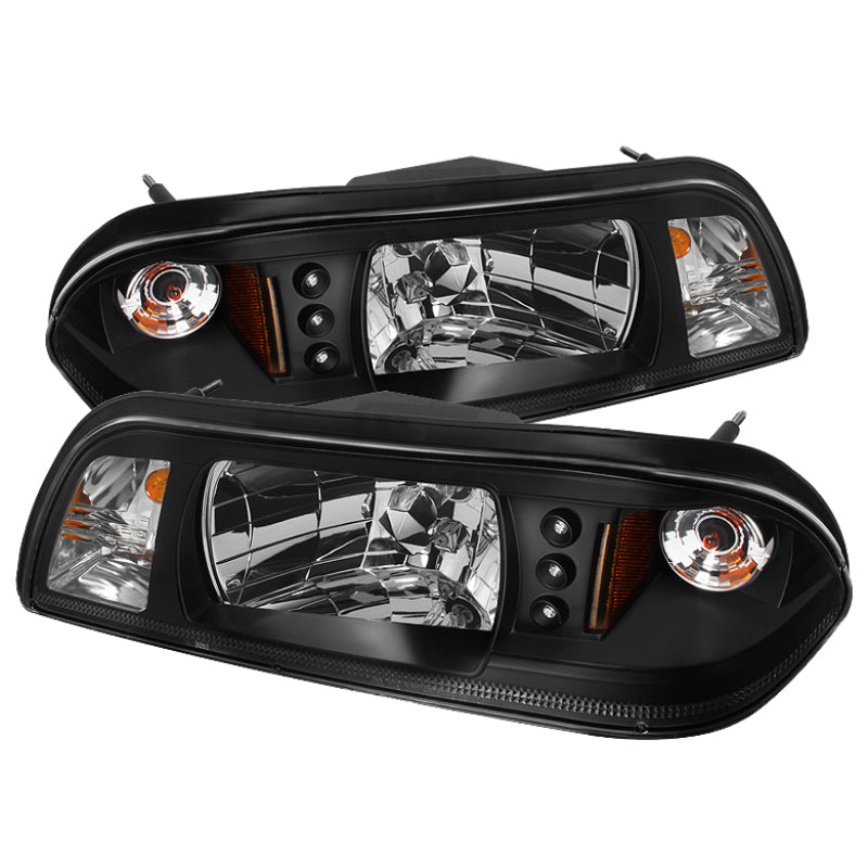 Spyder Ford Mustang 87-93 1PC LED (Replaceable LEDs)Crystal Headlights Black HD-YD-FM87-1PC-LED-BK 5012531 5012531 Photo - Primary