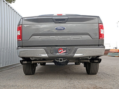 aFe Gemini XV 3in 304 SS Cat-Back Exhaust 15-20 Ford F-150 V6 2.7L/3.5 w/ Black Tips 49-33123-B 49-33123-B Photo - Mounted