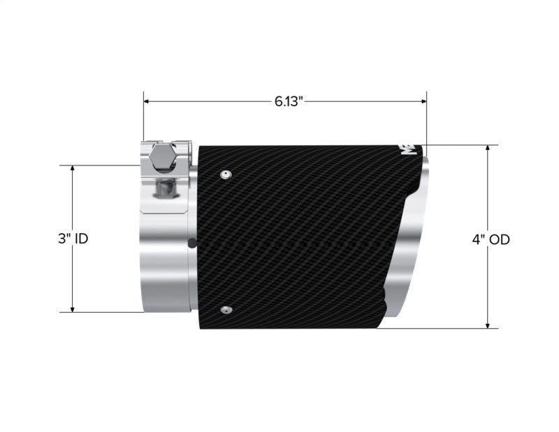 MBRP Universal Carbon Fiber Tip 3in ID / 4in OD Out / 6.13in Length Angle Cut Dual Wall T5188CF T5188CF Photo - Unmounted