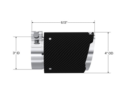 MBRP Universal Carbon Fiber Tip 3in ID / 4in OD Out / 6.13in Length Angle Cut Dual Wall T5188CF T5188CF Photo - Unmounted