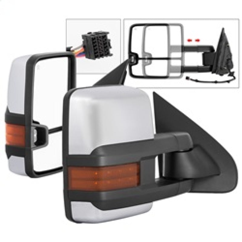 SPYDER xTune Chevy Silverado 14-16 Heated Amber LED Signal Mirror Chrome MIR-CSIL14S-G3C-PWH-AM-SET 9936777 9936777 Photo - Primary