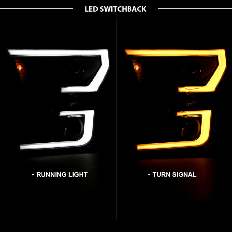 Anzo 2015-2016 Ford F-150 Projector Headlights w/ Plank Style Switchback Bl 111357 Photo - Primary