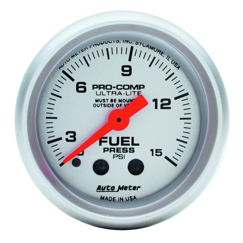 Autometer Gauge, Fuel Pressure, 2 1/16", 15Psi Mechanical w/Isolator Ultra-Lite 4313 Photo - Primary