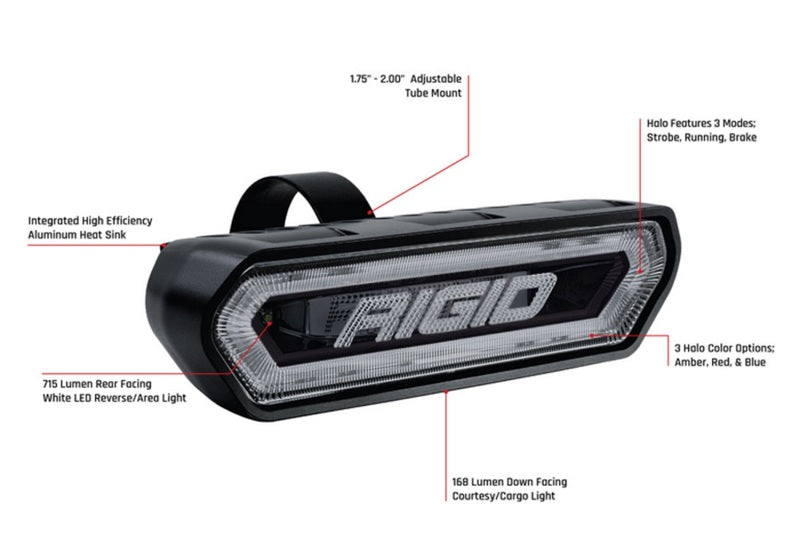 Rigid Chase, Rear Facing 5 Mode LED Light, Black Housing 90133 Photo - Unmounted