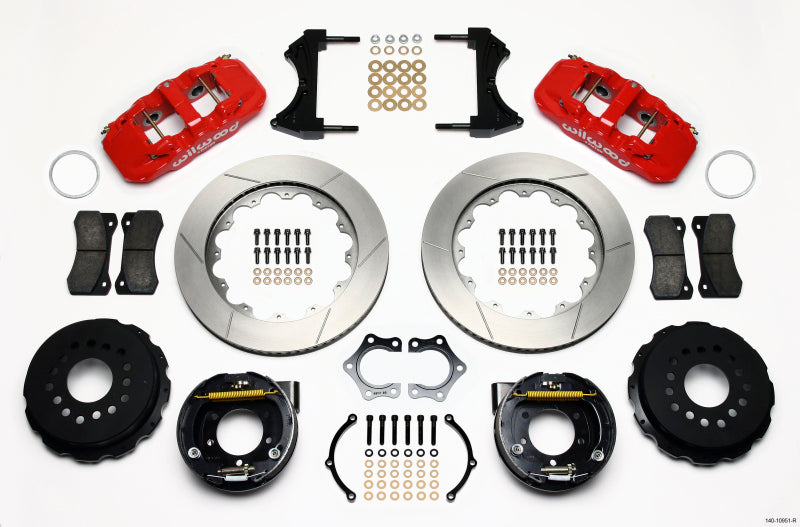 Wilwood AERO4 Rear P-Brake Kit 14.00in Red Mopar/Dana 2.36in Off w/Snap Ring Brng 140-10951-R 140-10951-R Photo - Primary