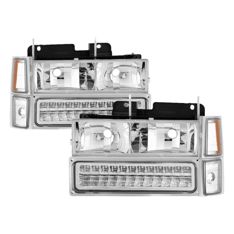 SPYDER Xtune 92-94 Blazer Full Size Corner/LED Bumper Headlights Chrome HD-JH-CCK88-LED-AM-C-SET 5069559 5069559 Photo - Primary