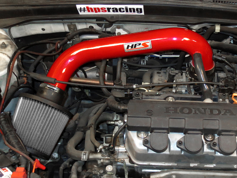 HPS Performance Shortram Air Intake Kit 2004-2005 Honda Civic Value Package 1.7L, Red