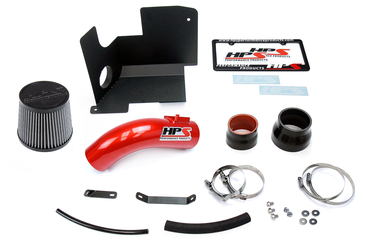 HPS Performance Products Shortram Air Intake Kit 2012-2015 Honda Civic Si 2.4L, Includes Heat Shield, Red