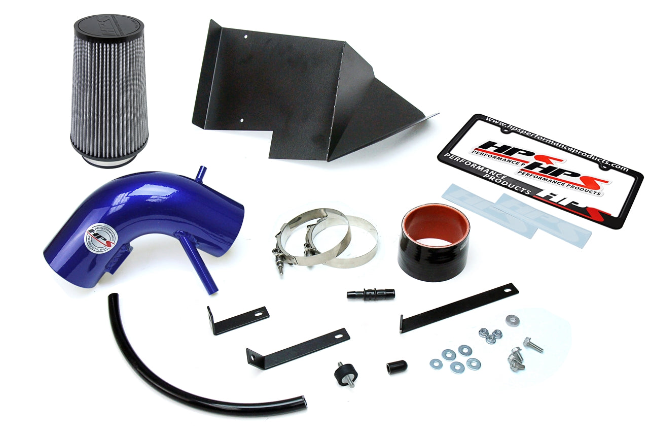 HPS Performance Products Shortram Air Intake Kit 2013-2015 Hyundai Genesis Coupe 3.8L V6, Includes Heat Shield, Blue