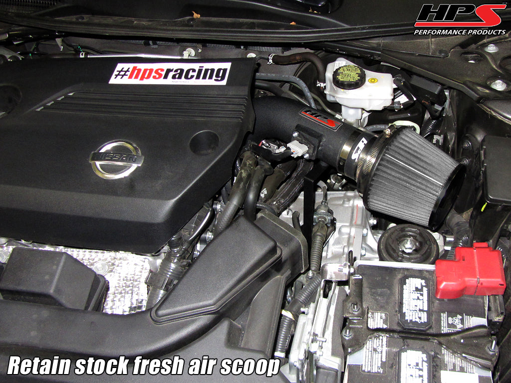 HPS Performance Products Shortram Air Intake Kit 2013-2017 Nissan Altima Sedan 2.5L, Black