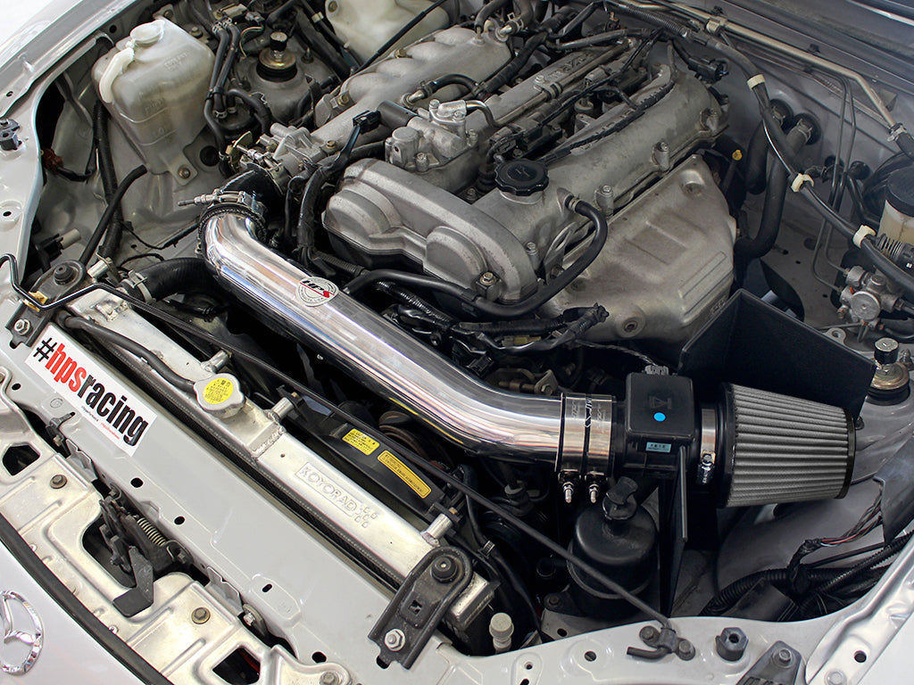 HPS Performance Products HPS Shortram Air Intake Kit 1999-2005 Mazda Miata 1.8L Non Turbo, Includes Heat Shield, Polish