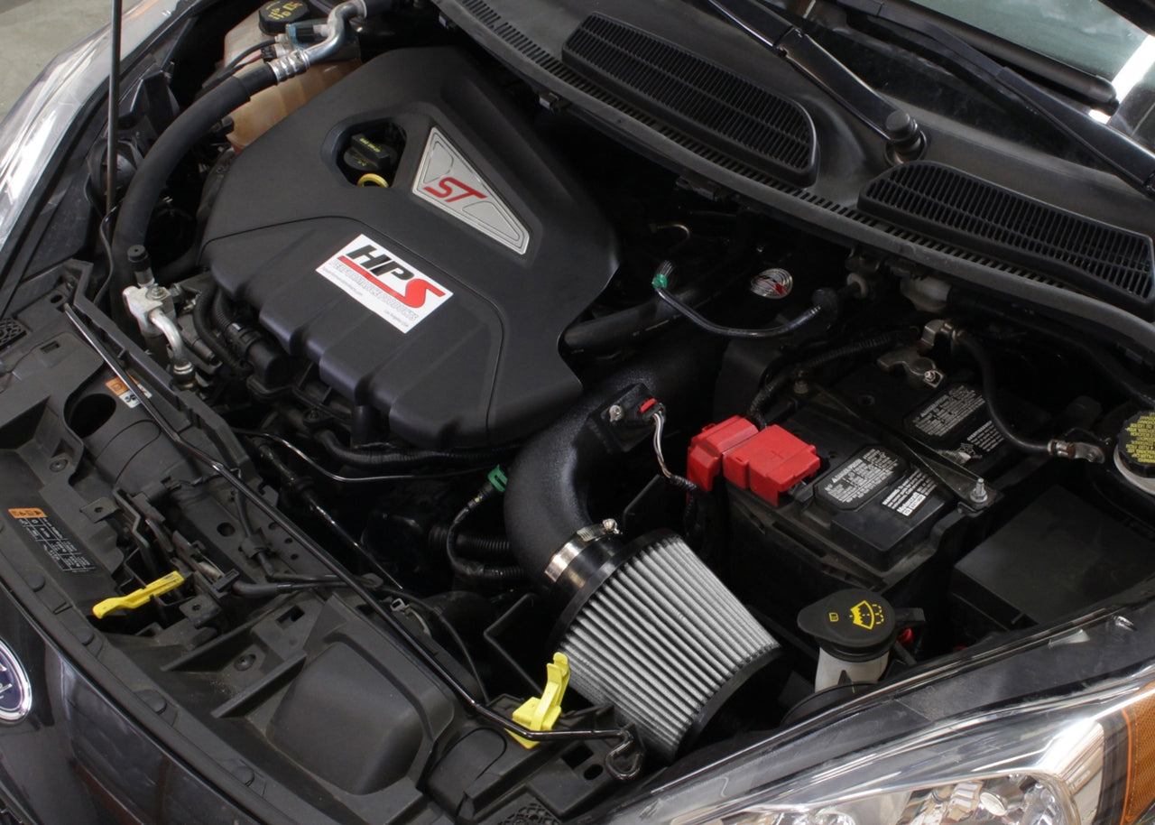 HPS Performance Products Shortram Air Intake Kit 2014-2015 Ford Fiesta ST 1.6L Turbo, Includes Heat Shield, Black