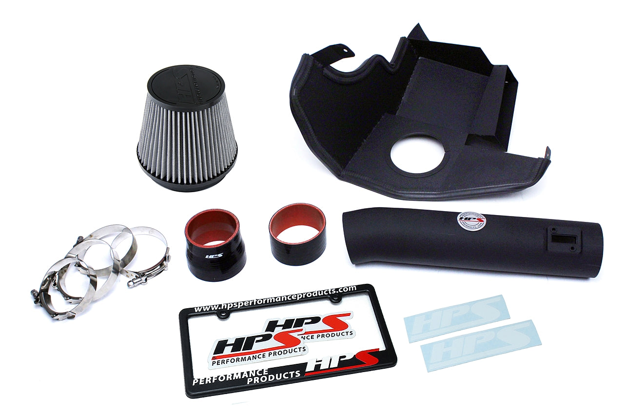 HPS Performance Products Shortram Air Intake Kit 2011-2014 Ford Mustang 3.7L V6, Includes Heat Shield, Black