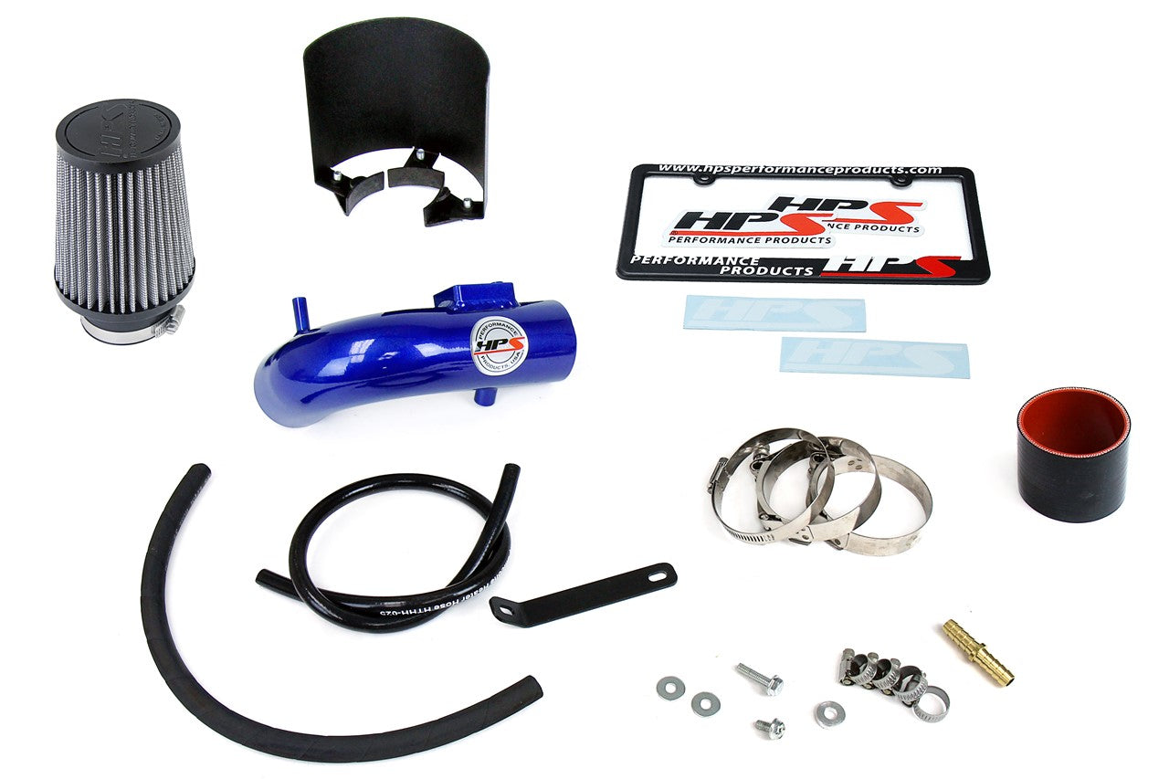 HPS Performance Products Shortram Air Intake Kit 2015-2018 Honda Fit 1.5L, Includes Heat Shield, Blue