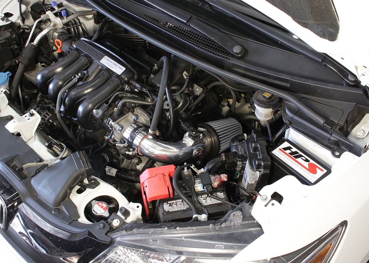 HPS Performance Products Shortram Air Intake Kit 2015-2018 Honda Fit 1.5L, Includes Heat Shield, Polish