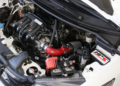 HPS Performance Products Shortram Air Intake Kit 2015-2018 Honda Fit 1.5L, Includes Heat Shield, Red