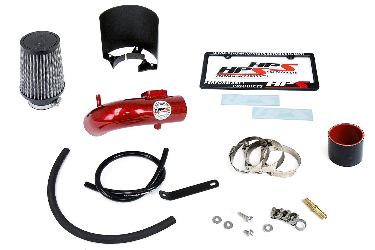 HPS Performance Products Shortram Air Intake Kit 2015-2018 Honda Fit 1.5L, Includes Heat Shield, Red