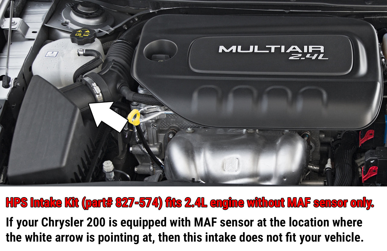 HPS Performance HPS Shortram Air Intake Kit 2015-2017 Chrysler 200 2.4L without MAF sensor, Includes Heat Shield, Red