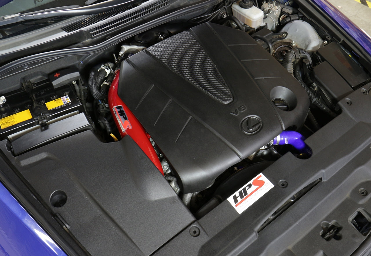 HPS Performance Products Shortram Air Intake Kit 2006-2013 Lexus IS350 3.5L V6, Includes Heat Shield, Red