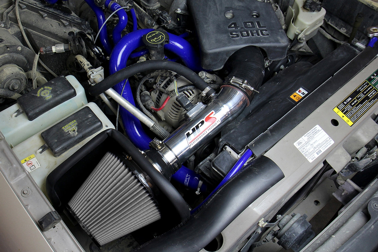 HPS Performance Shortram Air Intake Kit 2004-2009 Mazda B4000 4.0L V6, Includes Heat Shield, Polish