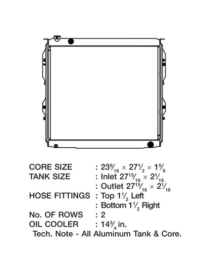CSF 99-06 Toyota Tundra Radiator 7030 7030 Technical Drawing