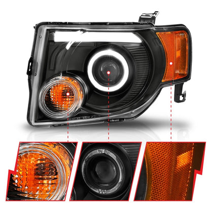 Anzo 2008-2012 Ford Escape Projector Headlights w/ Halo Black 111355 Photo - Unmounted