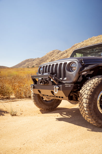 DV8 Offroad 07-23 Jeep Wrangler/Gladiator JT/JK/JL FS-25 Stubby Front Bumper w/Plated Bull Bar FBJL-06 FBJL-06 Photo - Unmounted