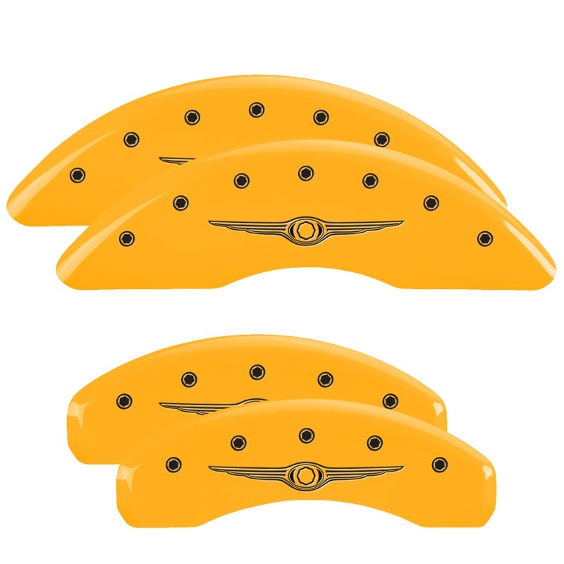 MGP 4 Caliper Covers Engraved F & R Chrysler Wing Yellow Finish Black Char 2004 Chrysler Pacifica 32002SCW1YL 32002SCW1YL Photo - Primary