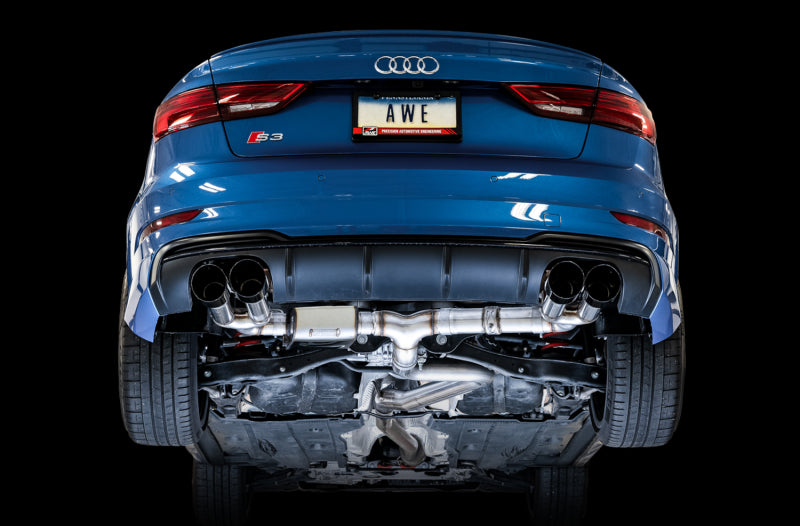 AWE Tuning Audi 8V S3 SwitchPath Exhaust w/Diamond Black Tips 102mm 3025-43072 3025-43072 Photo - Mounted