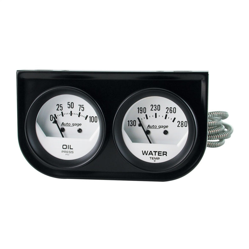 Autometer Gauge Console, Oilp/Wtmp, 2-1/16", 100 Psi/280 °F, Wht Dial, Blk Bzl, 2323 Photo - Primary